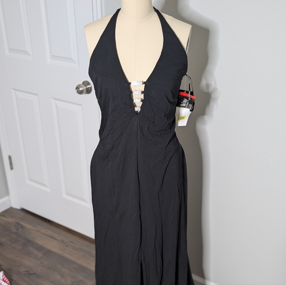 Night Way Collections 70s Disco Jeweled Black  Dress Large (See Description) New